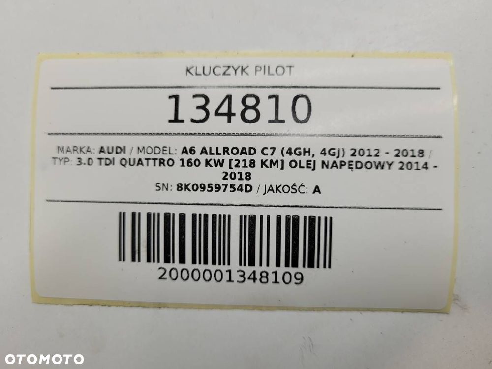 KLUCZYK PILOT AUDI A6 C7 ALLROAD 123638 - 6