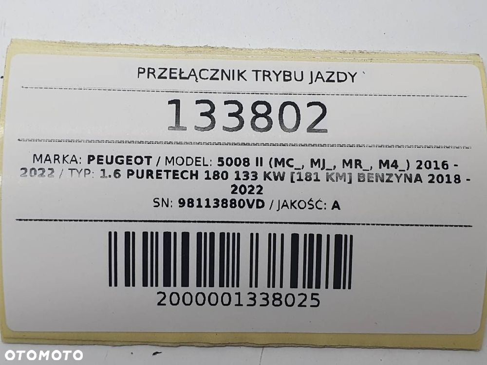 PRZEŁĄCZNIK TRYBU JAZDY PEUGEOT 5008 II 98113880VD - 5