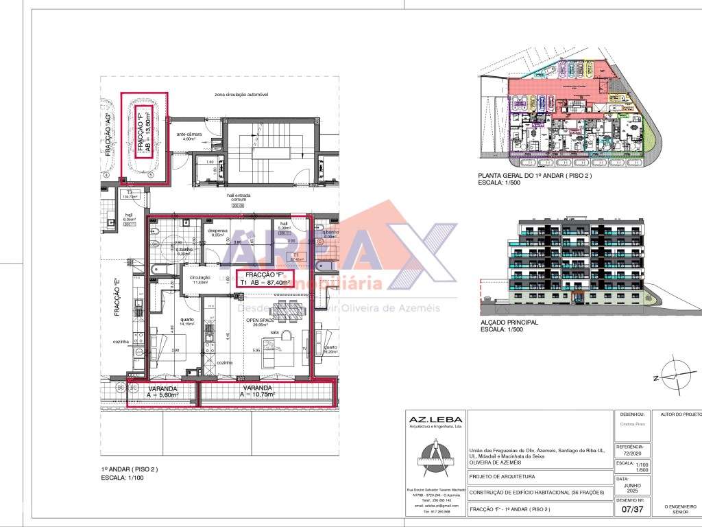FRAÇÃO F - 1º andar - T1+1 - 1 lugar de garagem - Grande imagem: 2/14