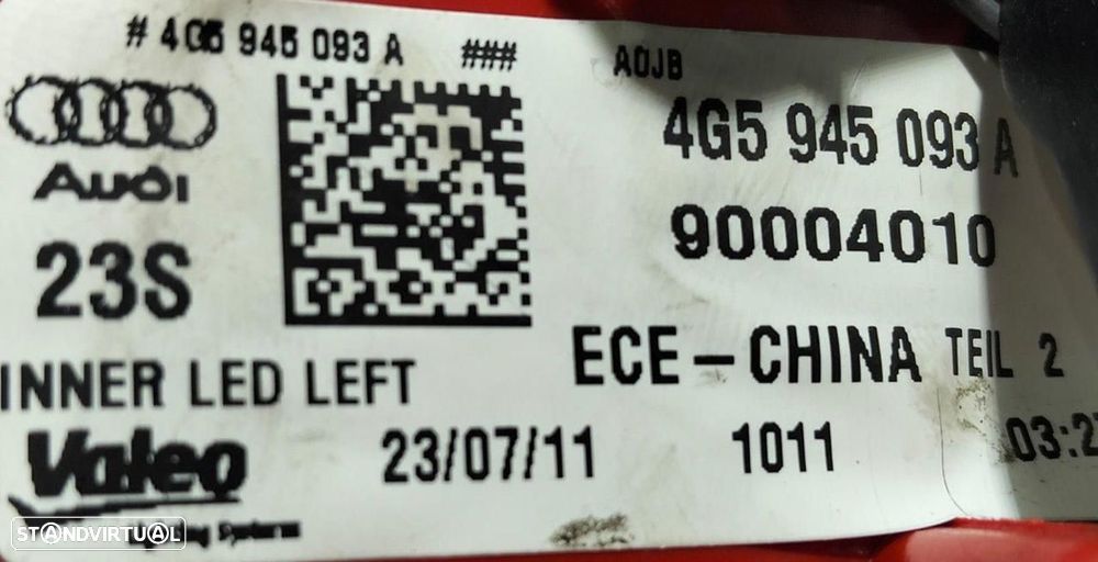 FAROLIM TRASEIRO ESQUERDO INTERIOR AUDI A6 BERLINA 4G2 - 4