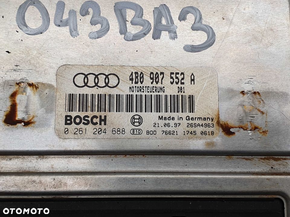 Sterownik 4B0907552A Komputer Modul Silnika 2.4 Benzyna V6 Audi A5 C5 Manual 4B0907552A 0261204688 - 2