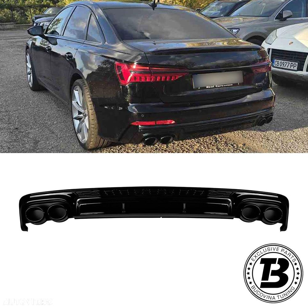 Difuzor Bara Spate cu Ornamente compatibil cu Audi A6 C8 S6 Design - 1