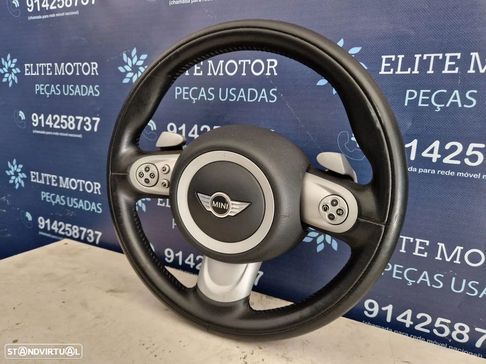Volante usado pele com airbag MINI ONE COOPER S R56 R55 R57 PATILHAS AUTOMATICA