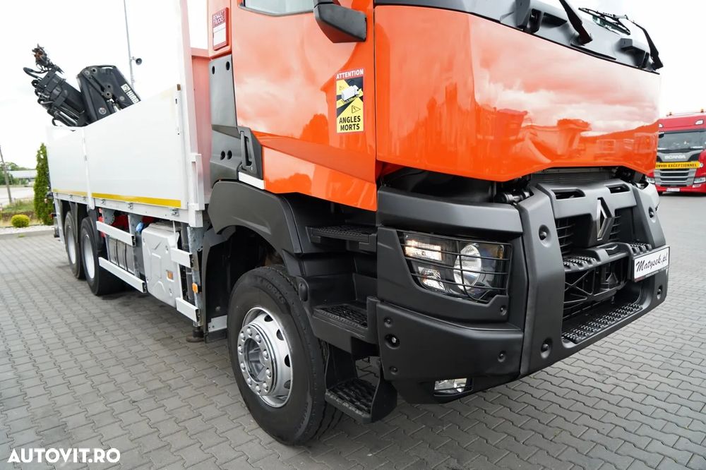 Renault K 380 / 6X4 / LIVRARE 6,2 M / + HIAB 166 ES-4 / CAPACITATE MAXIMĂ DE RIDICARE 6.500 KG / ATINGEREA 12,3 M / ROTATOARE / RADIOCOMANDĂ / IMPORTAT - 12