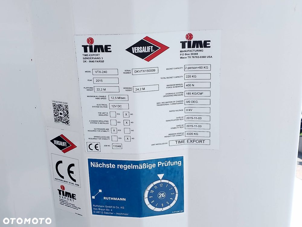Mercedes-Benz Podnośnik Koszowy Zwyżka Pilot !  Versalift VTX240 24 Metry 12 w Bok Jak Wumag Multitel Gsr - 8