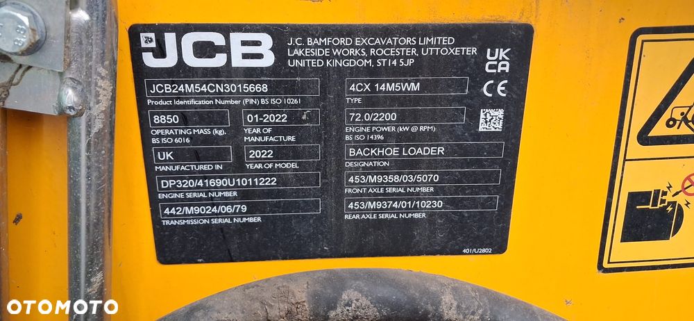 JCB JCB 4CX PLUS 2022r 790 mth 315 000 netto FV - 4