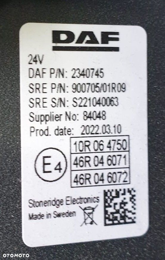 MONITOR KAMERY WSTECZNEJ LEWY 2340745 DAF XG - 5