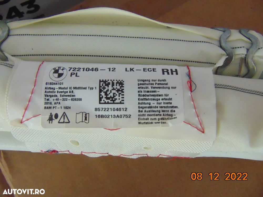 Airbag cortina BMW f20 F21 an 2012-2019  airbag-uri laterale stanga dreapta dezmembrez - 3