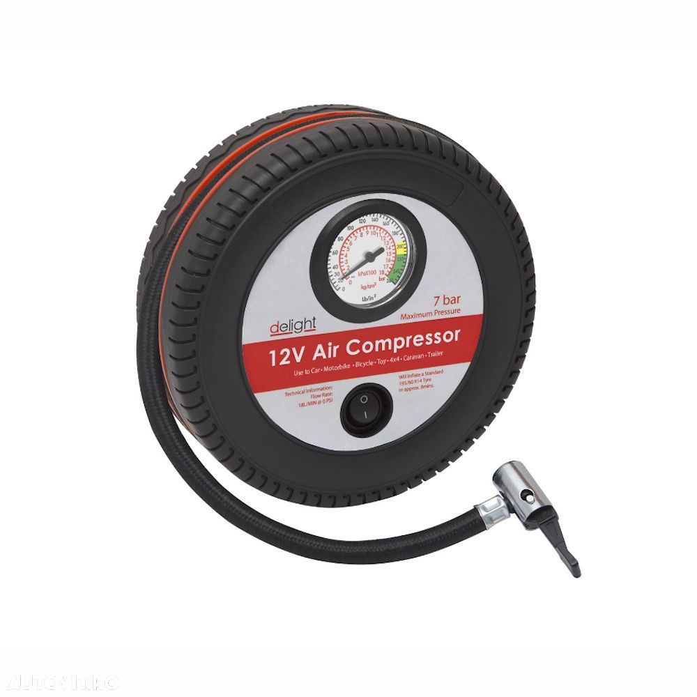 Compresor auto Delight 12V Compact cu manometru 7 bari - 1