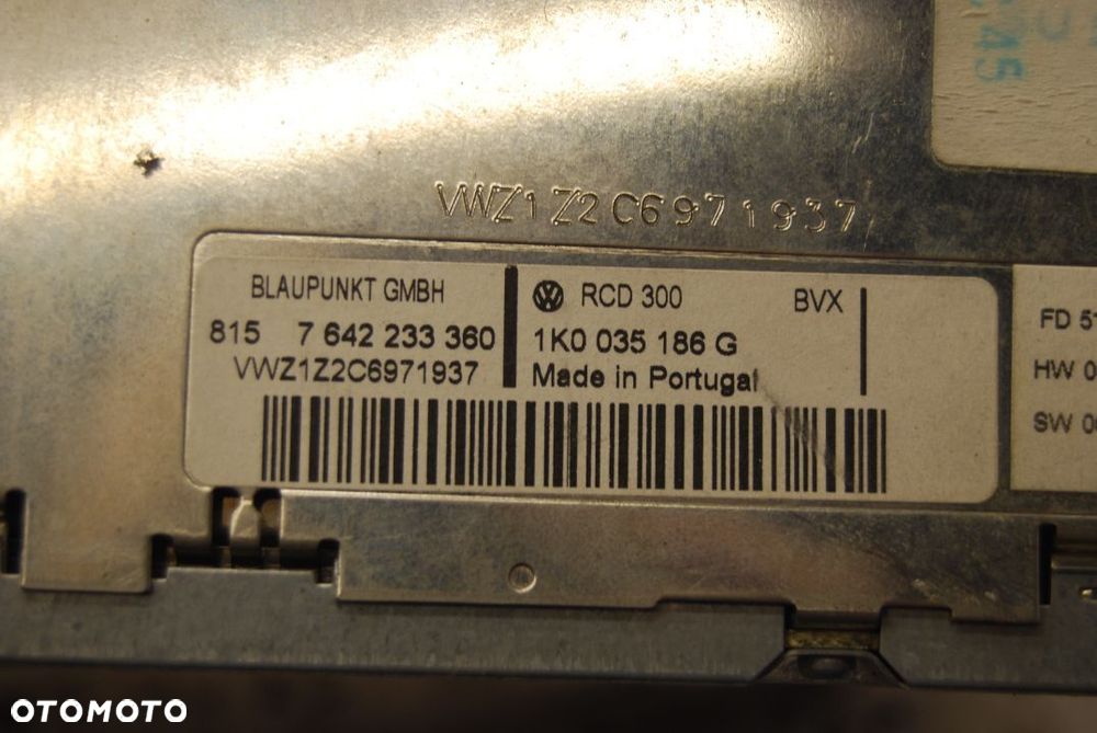 RADIO CD FABRYCZNE 1K0035186G VW TOURAN I GOLF V SEAT SKODA - 3