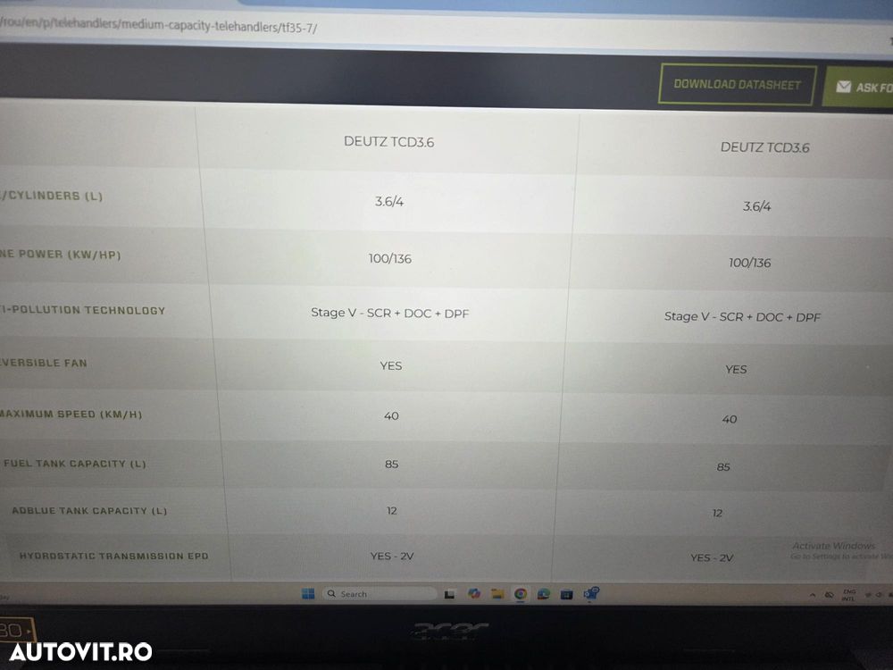 Merlo TF35.7-140, TELESCOPIC ridica 3,5t la 7m, 140CP Deutz, Aer conditionat, furci, cupa 3mc, graifer busteni, garantie 1 an, posibilitate leasing-PROMOTIE 85900 EUR+Tva - 37