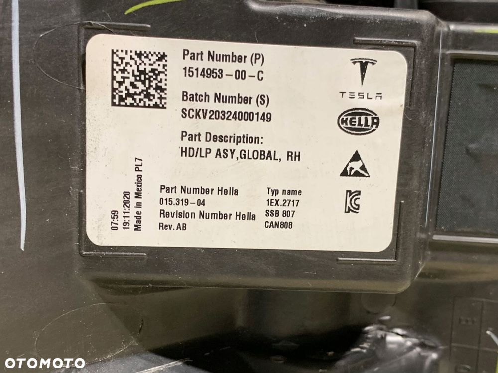 tesla model y 3 lift lampa prawa przód 1514953-00c - 11