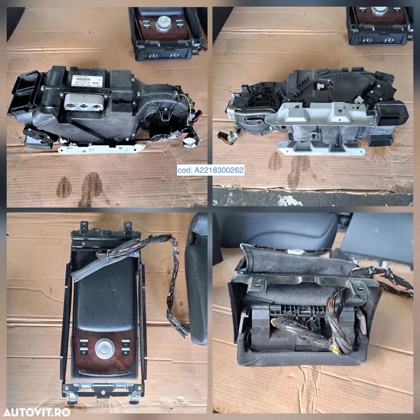 Consola centrala cotiera grila ventilatie cu unitate control clima  aeroterma cotiera centrala oglinda retrovizoare torpedou ornament ornamente trim trimuri plansa bord mercedes s-class w221 - 4