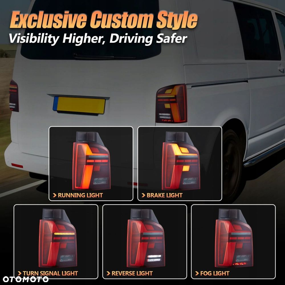 Lampy tylne Led Tuning wzor T6 2020 do T5 Vw Transporter Multivan Caravelle - 9