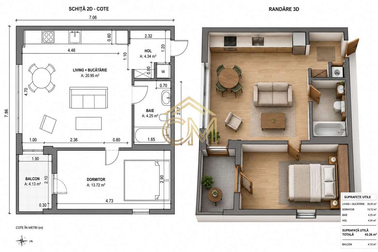 Apartament 2 Camere-43,30MPU-Parter-Terasa-Parcare — fotografia 1