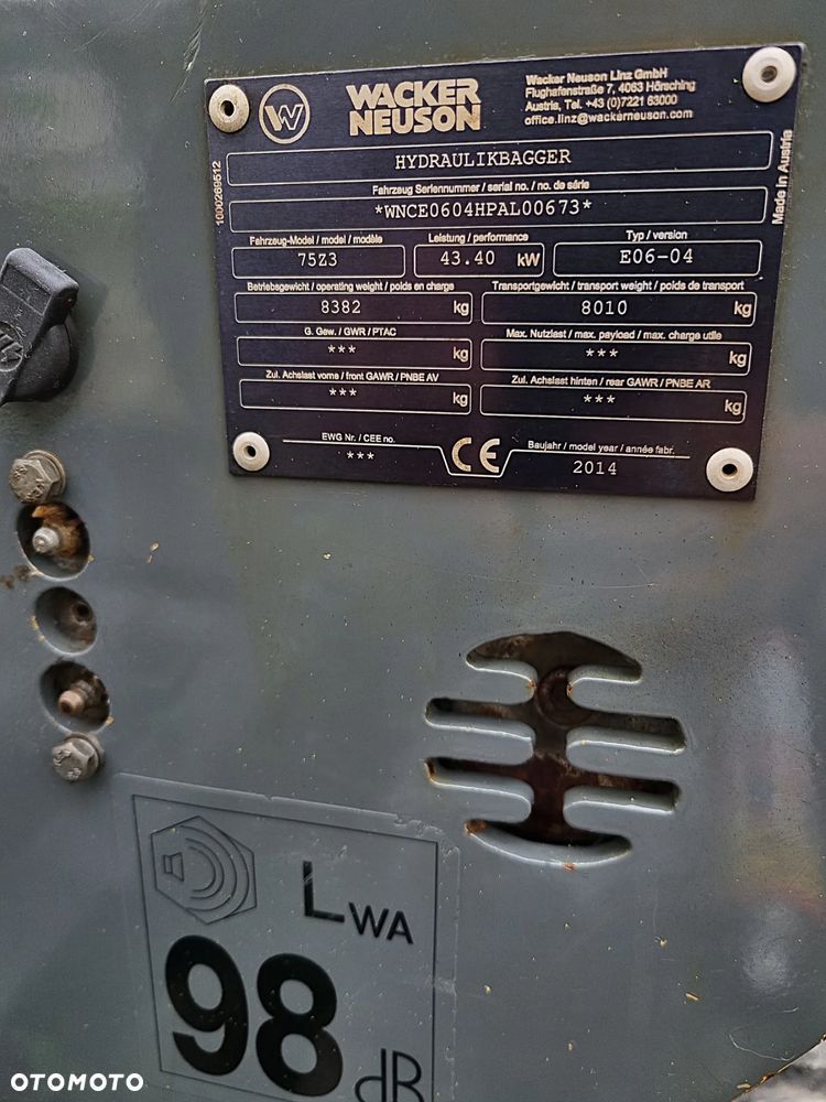 Wacker Neuson 8 ton Koparka Gąsienicowa 75Z3- komplet łyżek!- 2015r IMPORT NORWEGIA Klima jak Nowa - 38