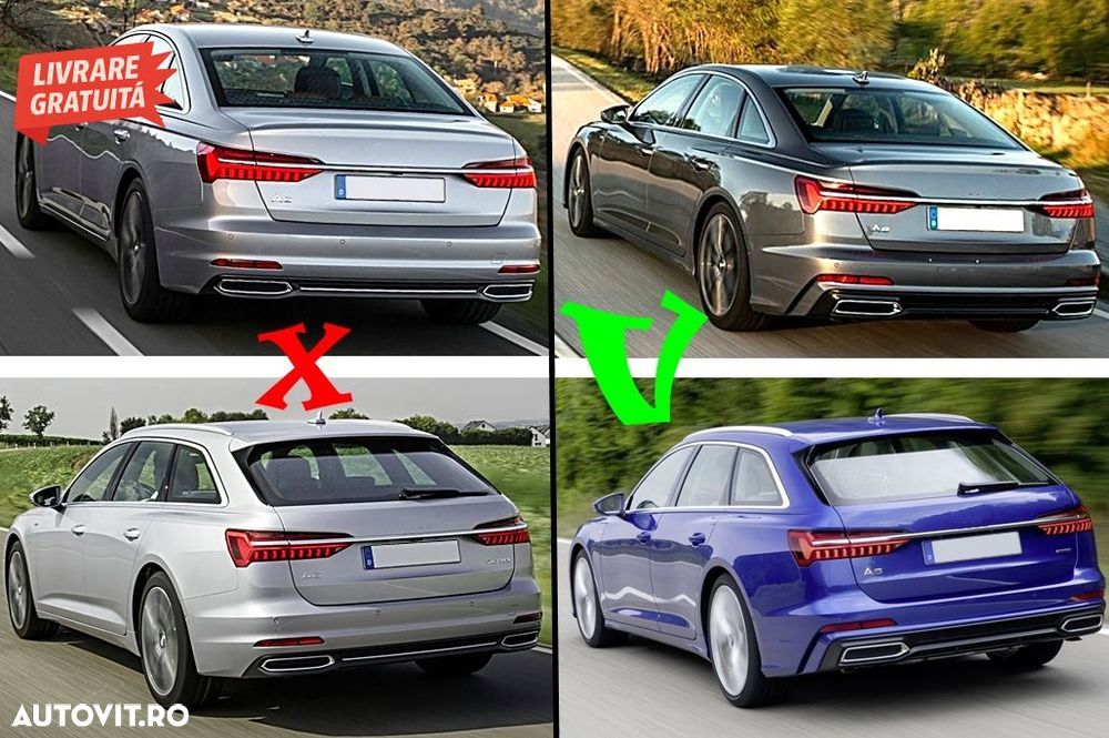 Difuzor Bara Spate si Ornamente Evacuare Audi A6 C8 4K Avant Sedan (2018-up) S6 De- livrare gratuita - 15