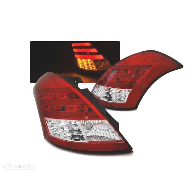 FAROLINS TRASEIROS LED PARA SUZUKI SWIFT IV 10- VERMELHO BRANCO - 1