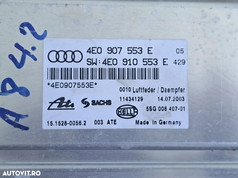 Unitate ECU Calculator Modul Suspensie Pneumatica original Audi A8 D3 2002-2009 4E - 2