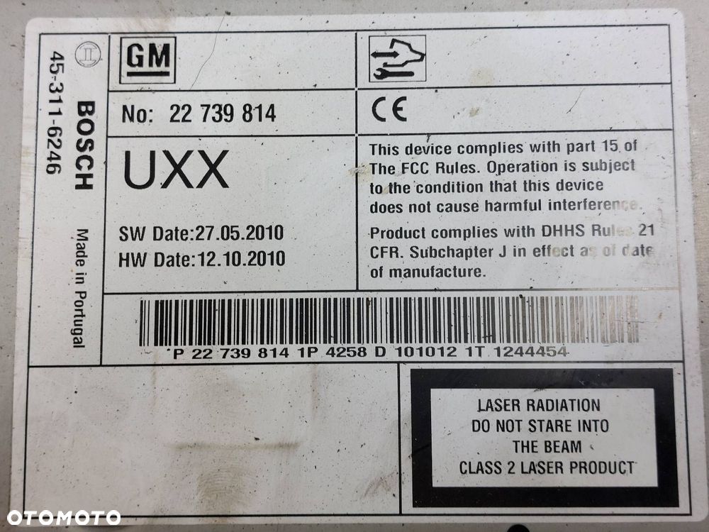 RADIO ODTWARZACZ + WYŚWIETLACZ OPEL ASTRA J 22739814 20935346 13343709 - 2
