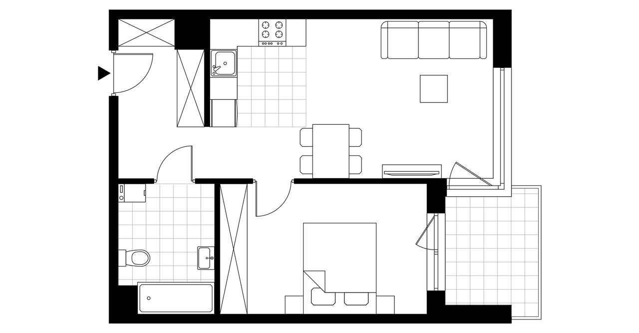 2-pokojowe mieszkanie 44m2 + balkon - Pełny obrazek: 4/24