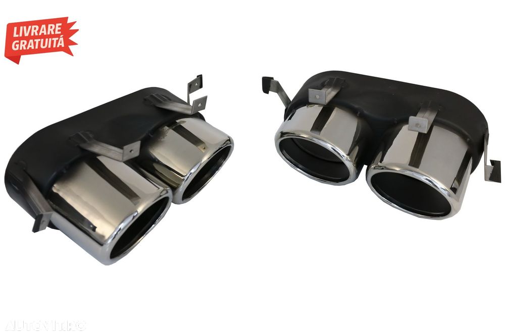 Difuzor Bara Spate Evacuare Dubla Audi Q5 SUV FY S-Line (2018-2020) Evacuari Crom- livrare gratuita - 5