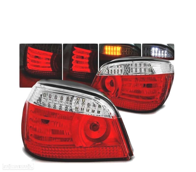 FAROLINS TRASEIROS LED BMW E60 03-07 VERMELHO CRISTAL - 1