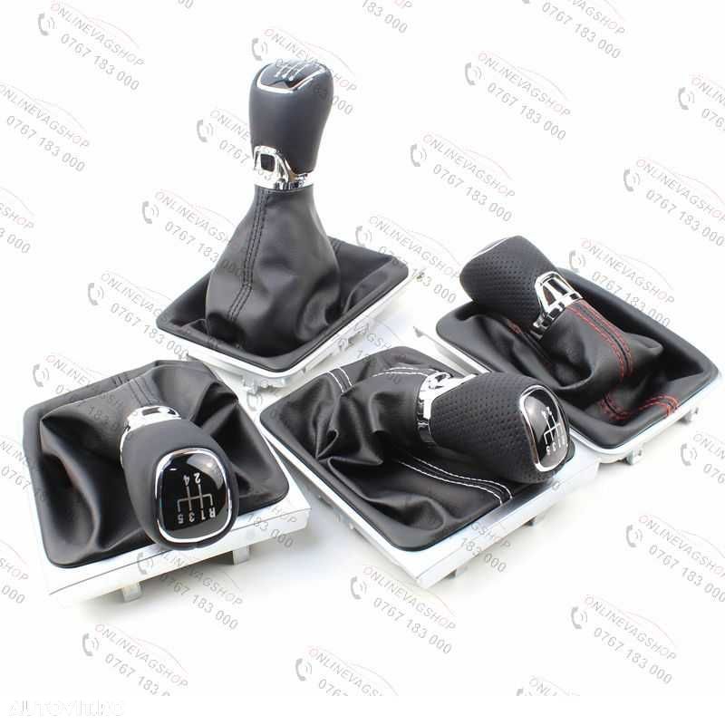 Nuca schimbator piele 4x4 Passat B6,CC,3C,B7 in 5 sau 6 viteze cu manson - 6