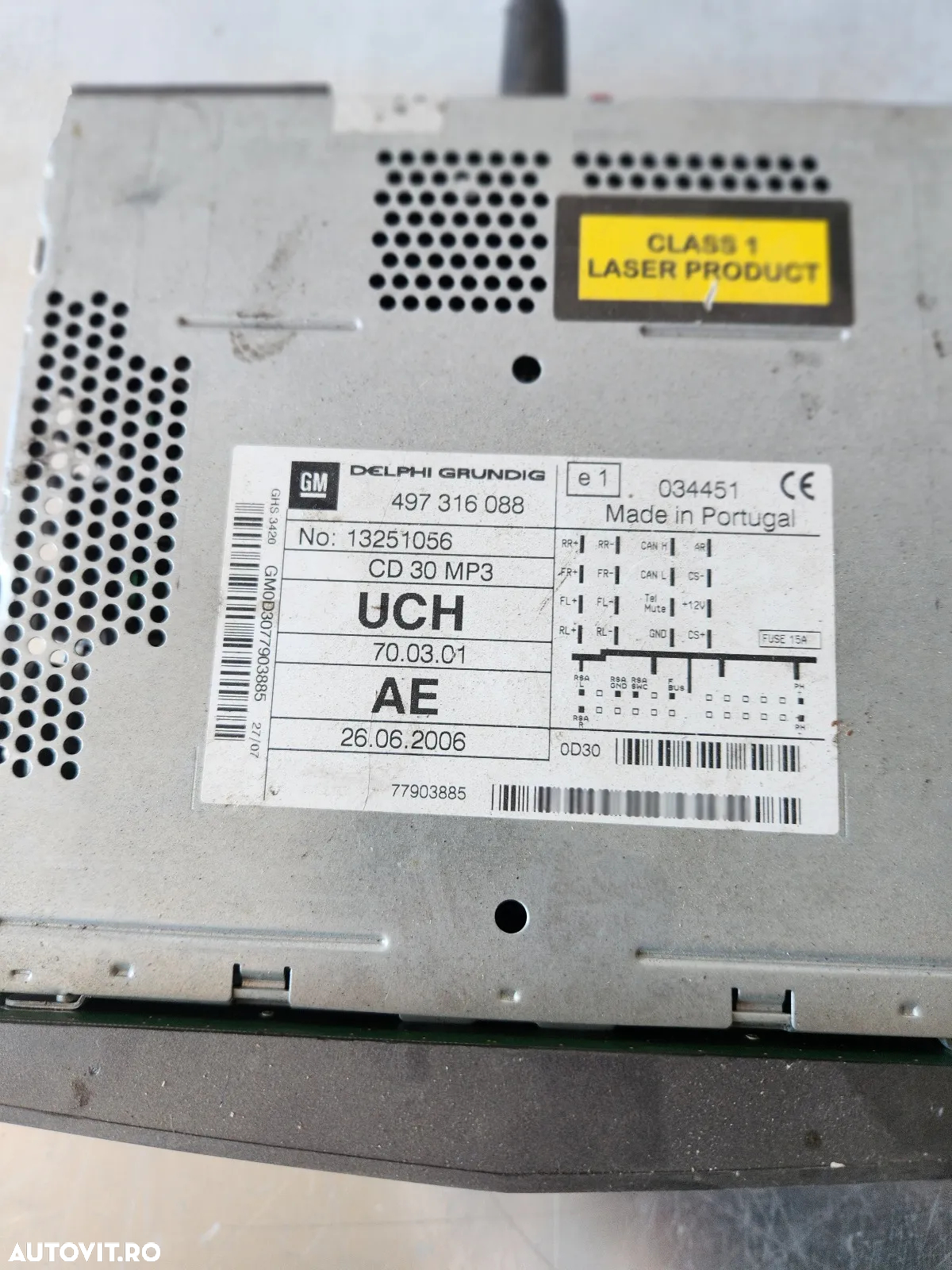 Radio Cd Opel Astra H Zafira B CD30 MP3 - Dezmembrari Arad - 8