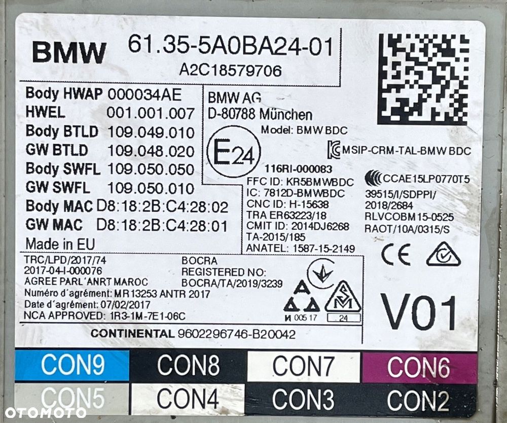 STEROWNIK MODUŁ BDC BMW G30 G31 G32 G11 G12 5A0BA24 - 8