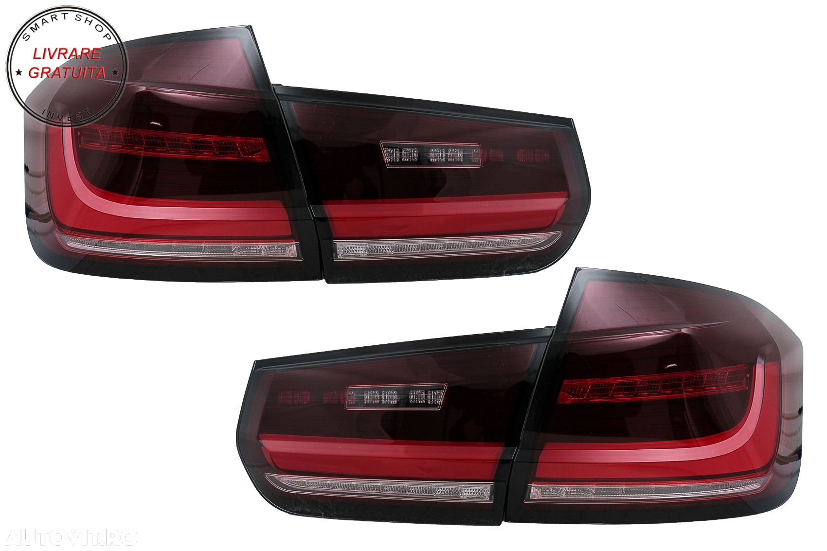 Stopuri LED BAR BMW Seria 3 F30 (2011-2019) Rosu Clar cu Semnal Dinamic Secvential- livrare gratuita - 6