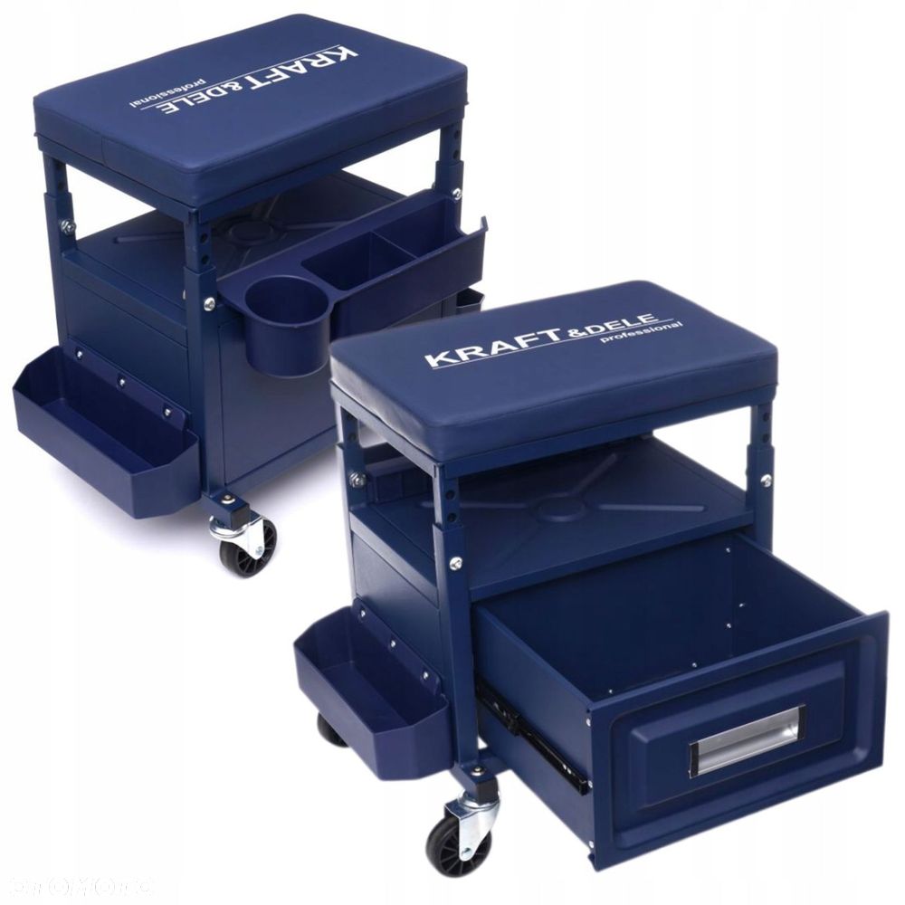 TABORET STOŁEK WARSZTATOWY NA KÓŁKACH 1X SZUFLADA SCHOWEK 3X PÓŁKI KD10761 - 12