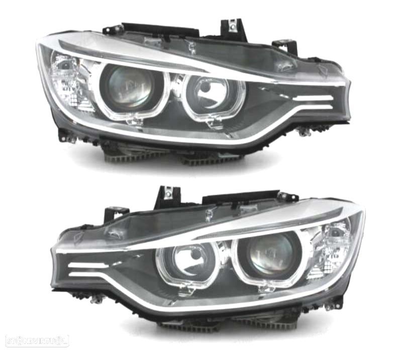 FAROIS ANGEL EYES LED PARA BMW SERIE 3 F30 2011 FUNDO PRETO - 1