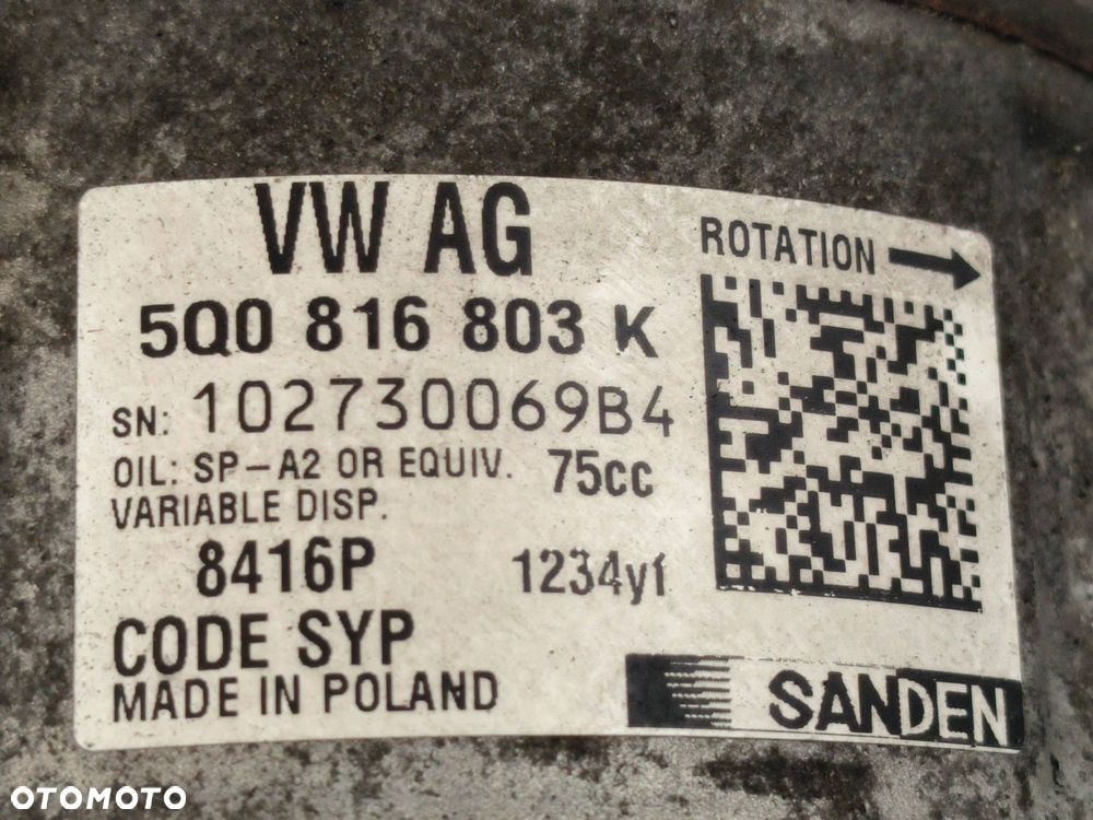 SPRĘŻARKA KLIMATYZACJI VOLKSWAGEN PASSAT B8 LIFT 5Q0816803K - 5