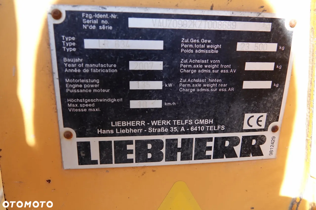 Liebherr R 634 / ŁADOWARKA CZOŁOWA / NA GĄSIENICACH / ZRYWAK TYŁ / 2007 ROK - 14