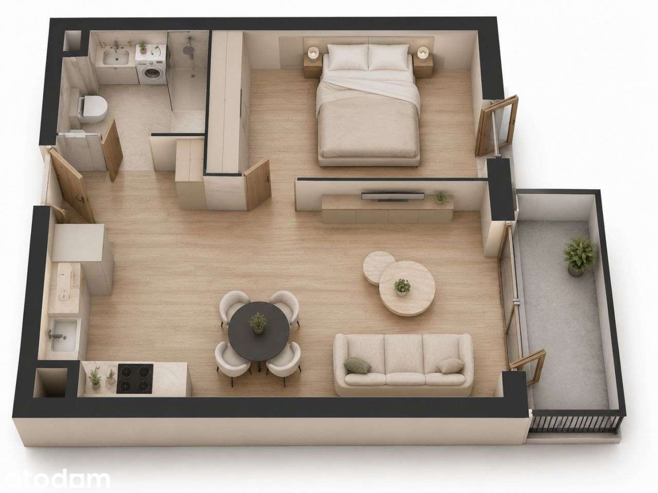 Przestronne 2 pokoje | Balkon