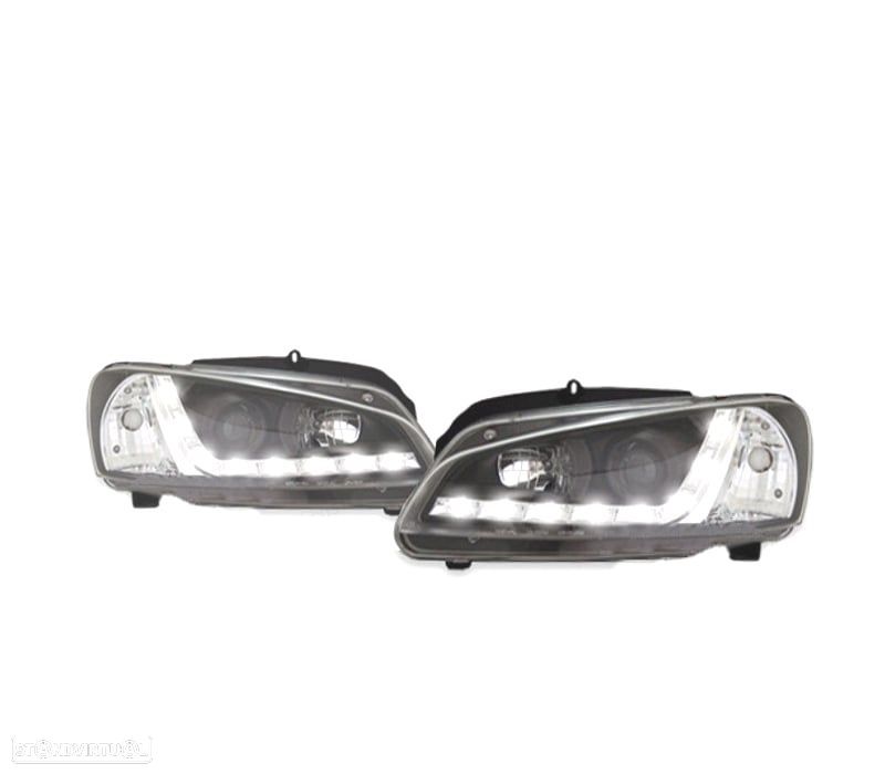 FARÓIS PEUGEOT 106 96-05 LUZ DIURNA LED FUNDO NEGRO - 1