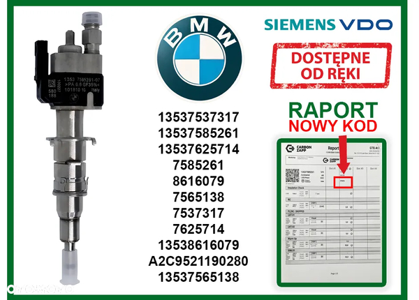 Wtryskiwacz BMW 13537537317 benzynowy do modeli 1, 3, 5, 6, 7, X5, X6, Z4. GWARANCJA