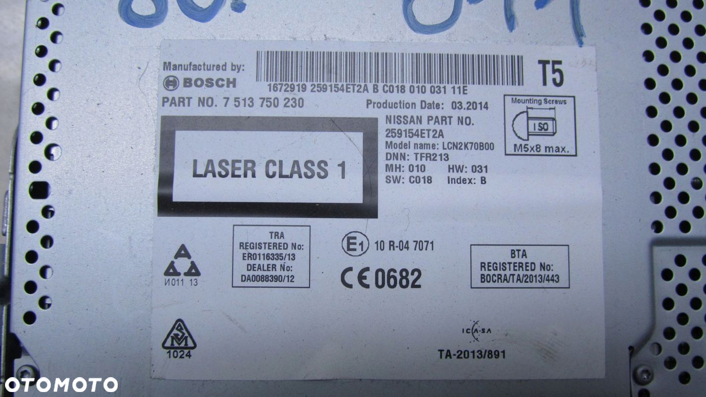 NISSAN QASHQAI J11 RADIO NAWIGACJA 259154ET2A 13- - 2