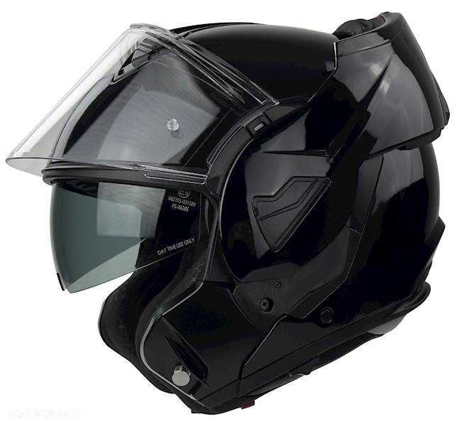 KASK MOTOCYKLOWY Z otwieraną do tyłu szczęką , czarny połysk +PINLOCK