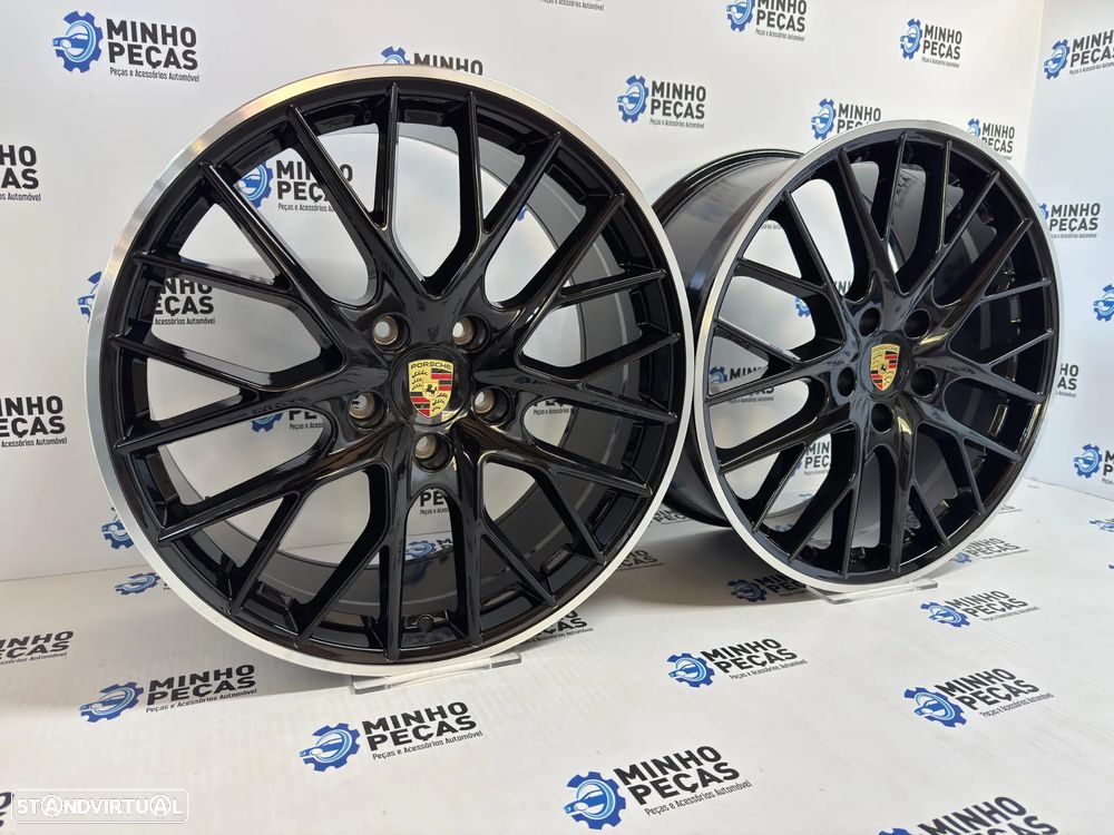Jantes look Porsche Panamera em 21 (5x130) Preto Brilho Aro Polido - 3
