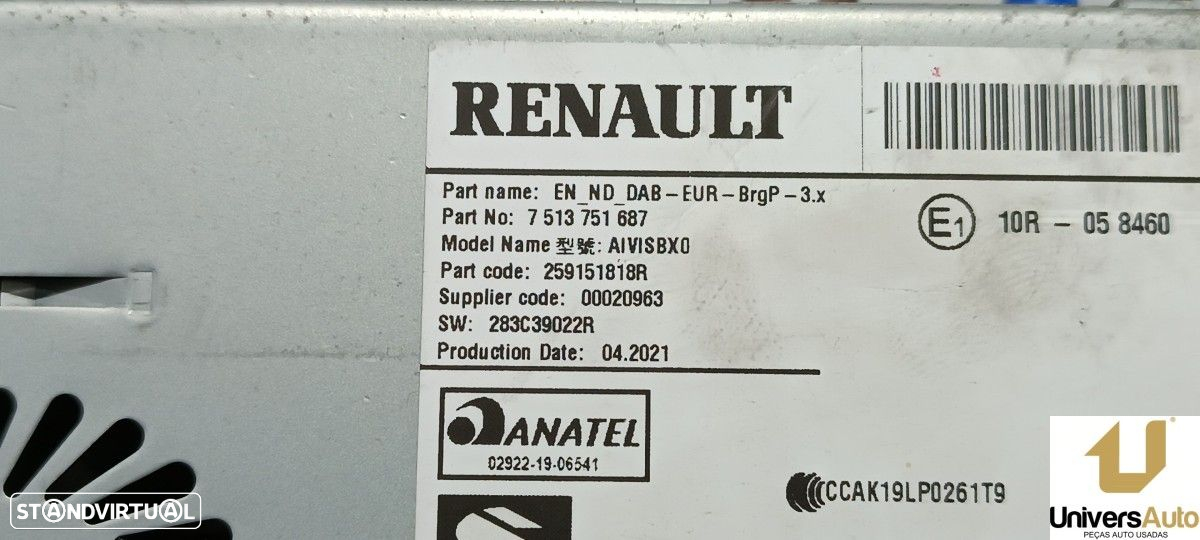 SISTEMA NAVEGAÇÃO GPS RENAULT CAPTUR II EDITION ONE - 5