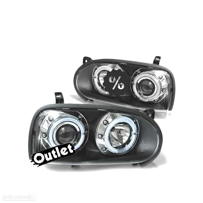 R011528C2 FAROL DIREITO PARA VOLKSWAGEN VW GOLF 3 91-97 OLHOS DE ANJO PRETOS - 1
