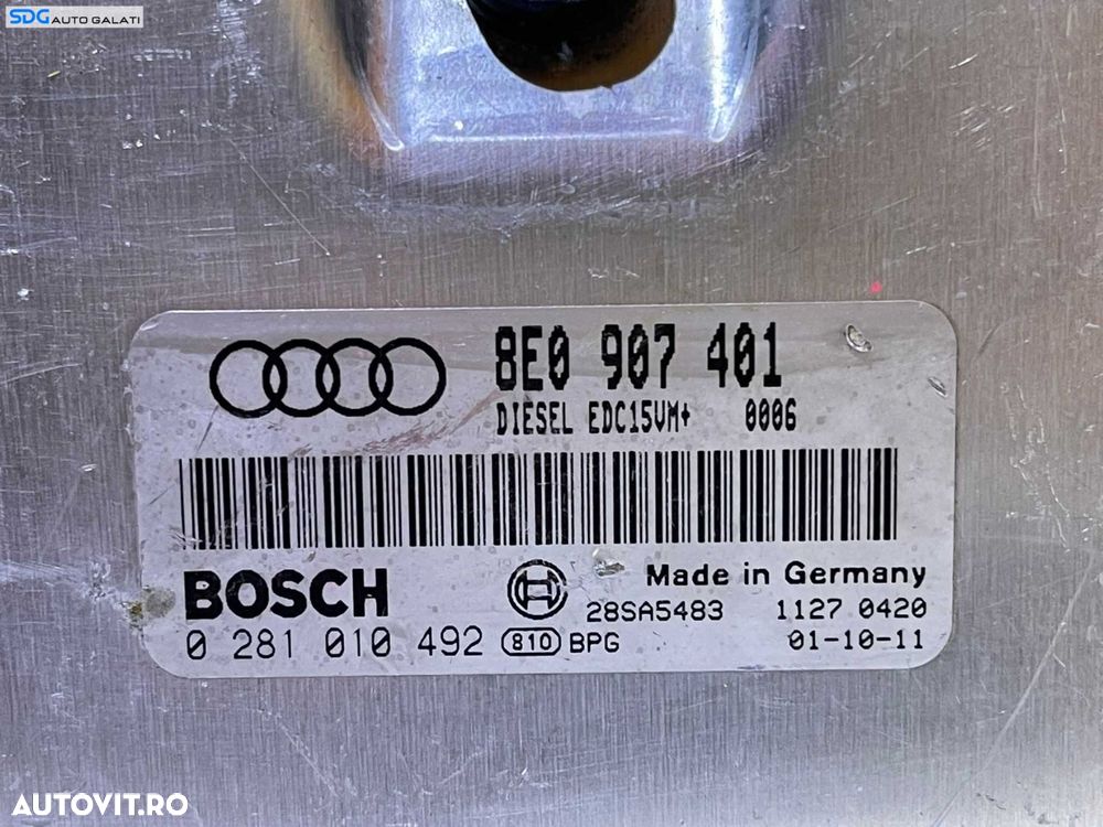 ECU Calculator Motor Audi A4 B6 2.5 TDI V6 AYM 2001 - 2005 Cod 8E0907401 0281010492 [L2502] - 2