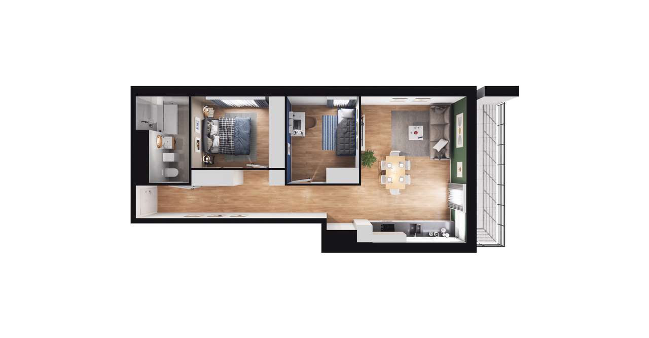 3-pokojowe mieszkanie 59m2 + balkon Bez Prowizji - Pełny obrazek: 3/11