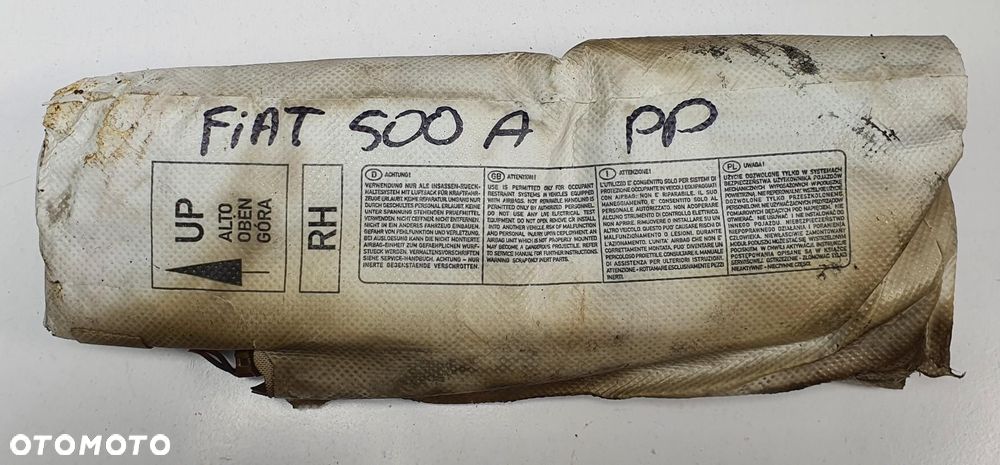 PODUSZKA AIRBAG AIR BAG FOTELA PRAWY PRZÓD PRAWA FIAT 500 00018005210 - 1