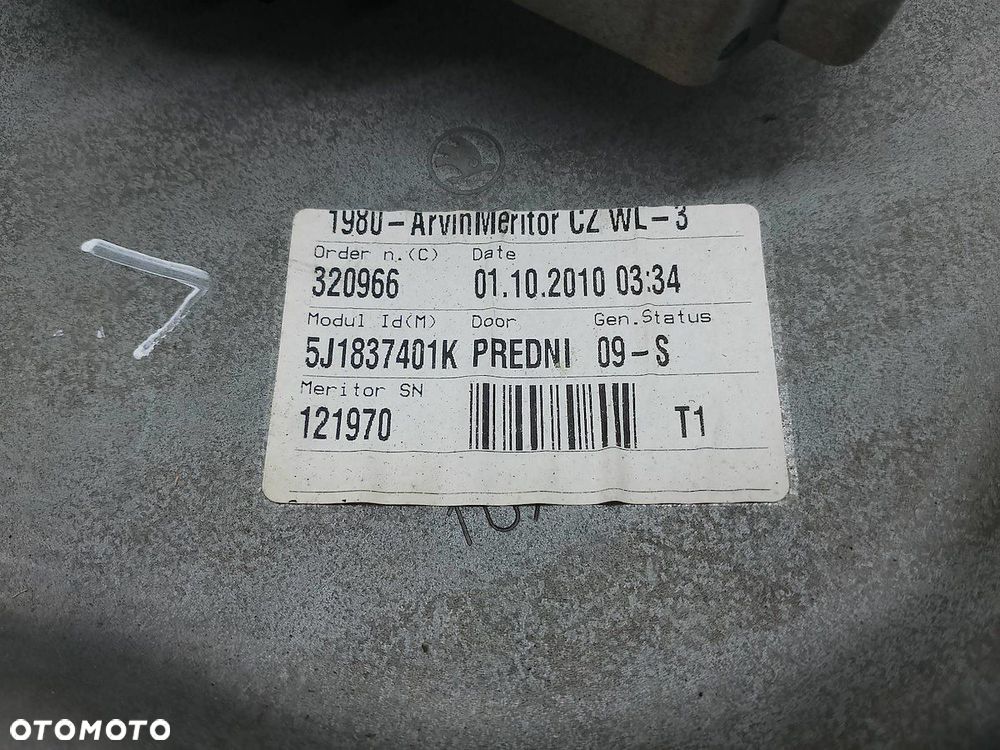 PODNOŚNIK SZYBY LEWY PRZÓD SKODA FABIA II 5J1837401K - 8