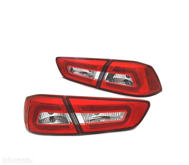 FAROLINS TRASEIROS LED MITSUBISHI LANCER 8 SEDAN 08-11 RED CRYSTAL VERMELHO CRISTAL - 2