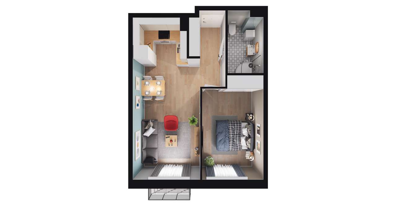 2-pokojowe mieszkanie 41m2 + balkon Bez Prowizji - Pełny obrazek: 3/23