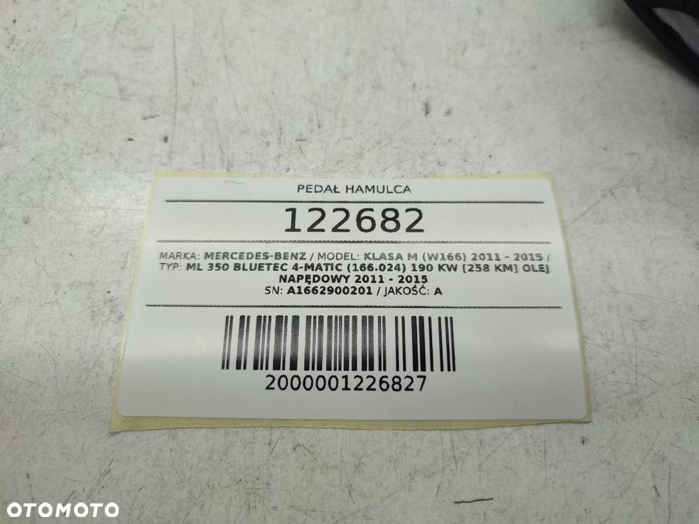 PEDAŁ HAMULCA MERCEDES W166 ML A1662900201 - 6